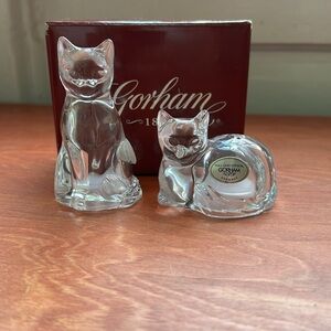 Gorham 1831 Fine Crystal Cat Salt & Pepper Shaker Set